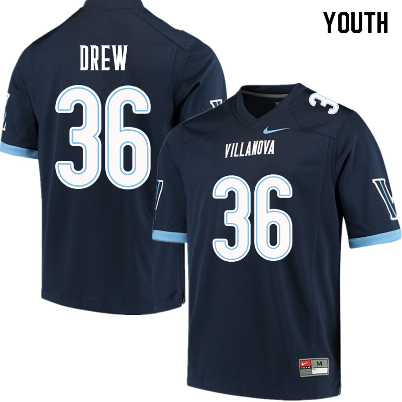 Youth #36 Damone Drew Villanova Wildcats College Football Jerseys Sale-Navy